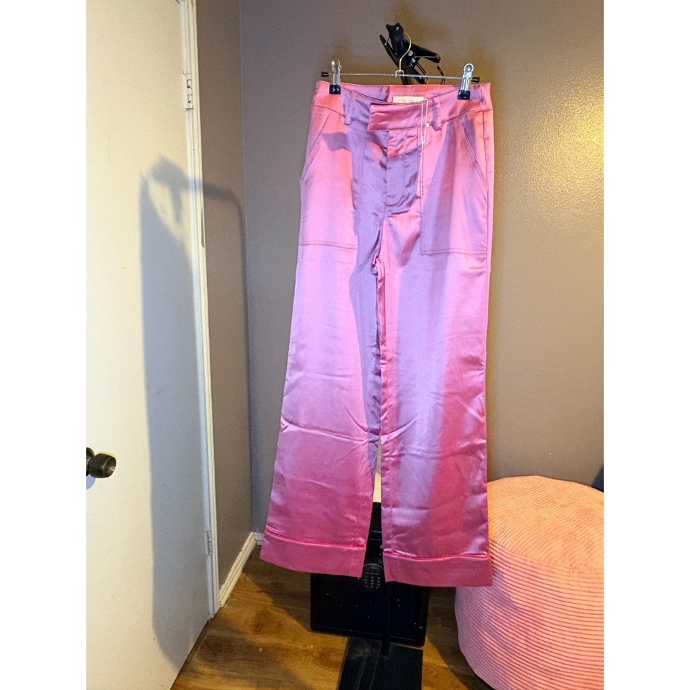 NEW Choosy Women's Size 2 Mauve Pink Satin Wide Leg Pants